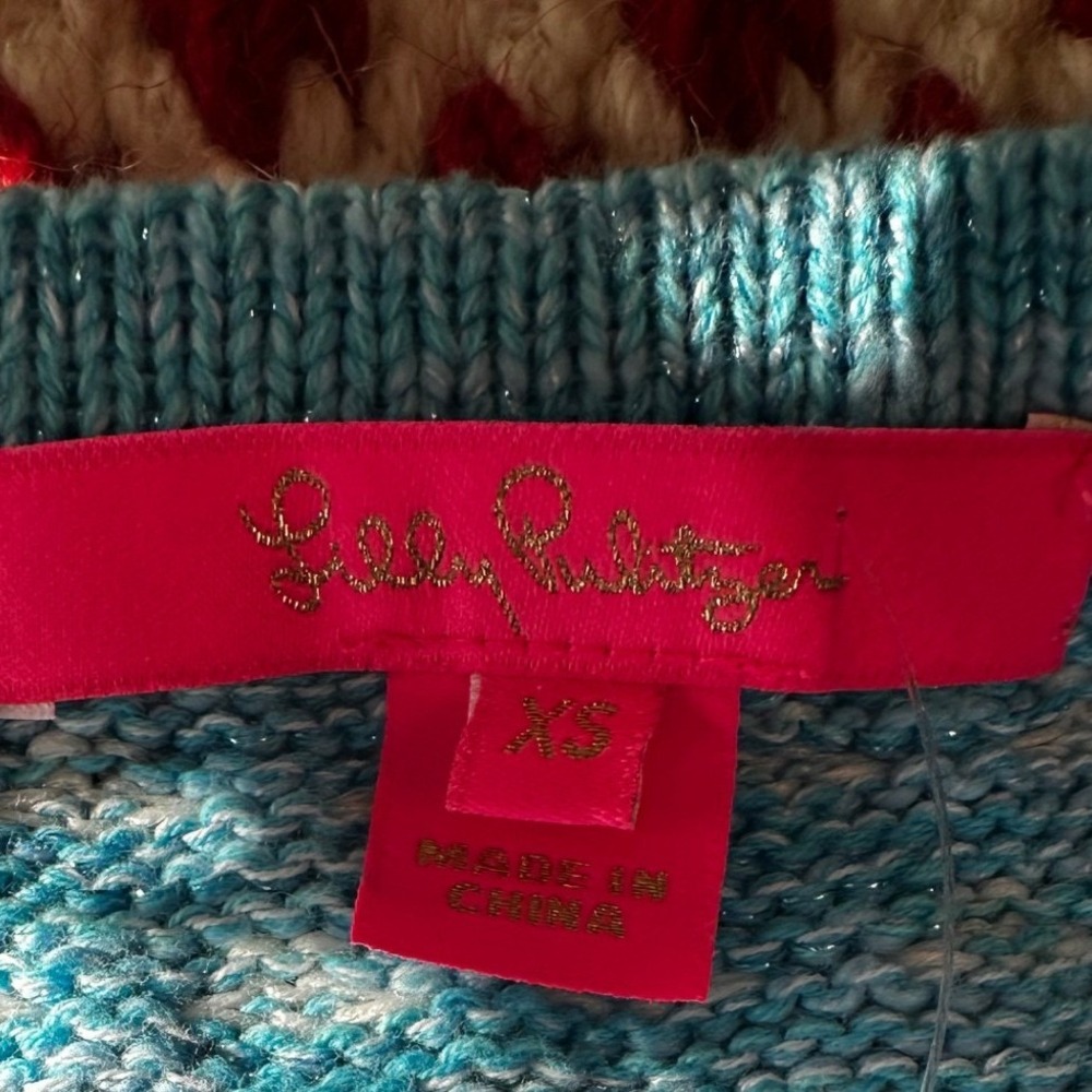 Lilly Pulitzer NWOT Kienna Woven Knit Cardigan Cumulus Blue Metallic XSmall - Picture 10 of 16